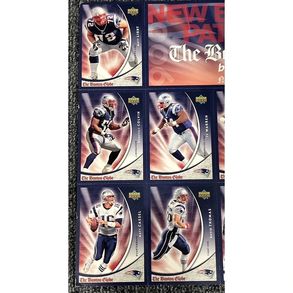 2006 Upper Deck‎ Boston Globe New England Patriots Nov 19 Uncut Card Sheet 13-24
